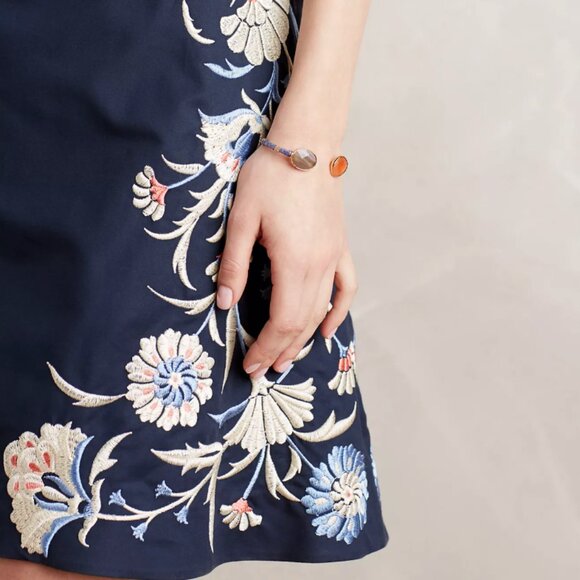 Moulinette Soeurs Anthropologie Embroidered Bellflower Dress, Blue Motif, 4P - Picture 10 of 10